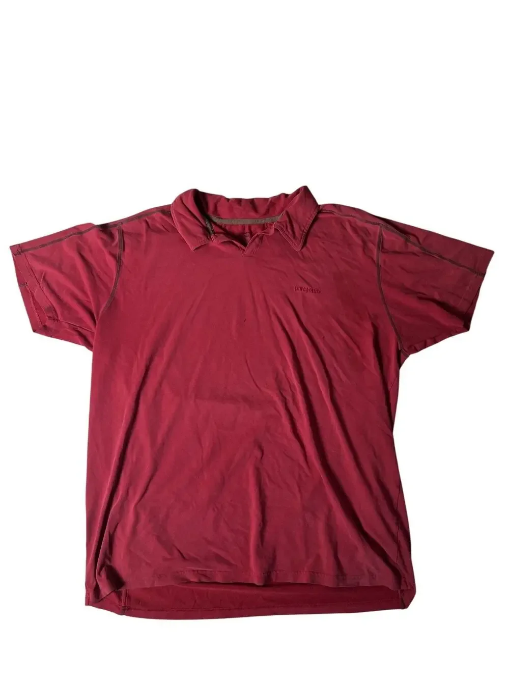 Patagonia Shirt Mens 2XL Red Cotton Collared Tagless Logo Basic Summer